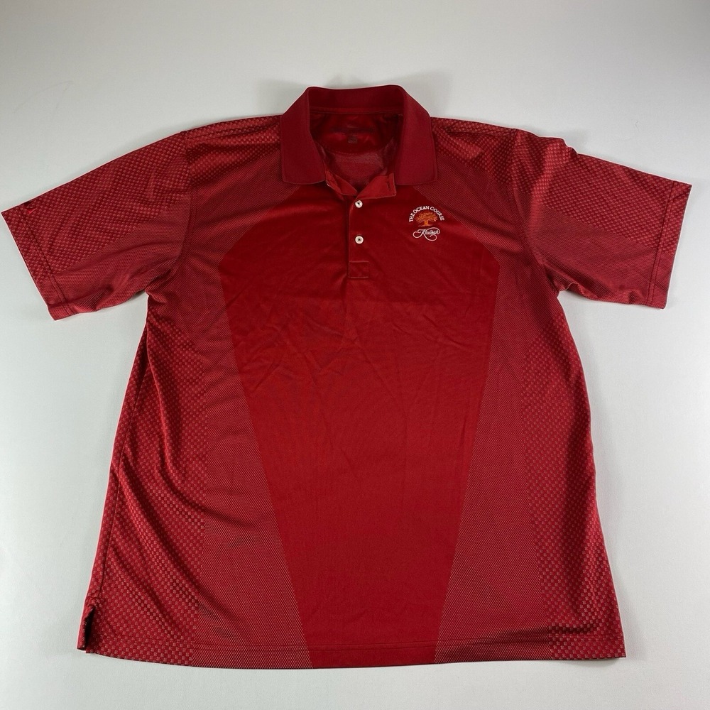 Greg Norman Polo Shirt Mens Large Red Kiawah The Ocean Course Golf Performance